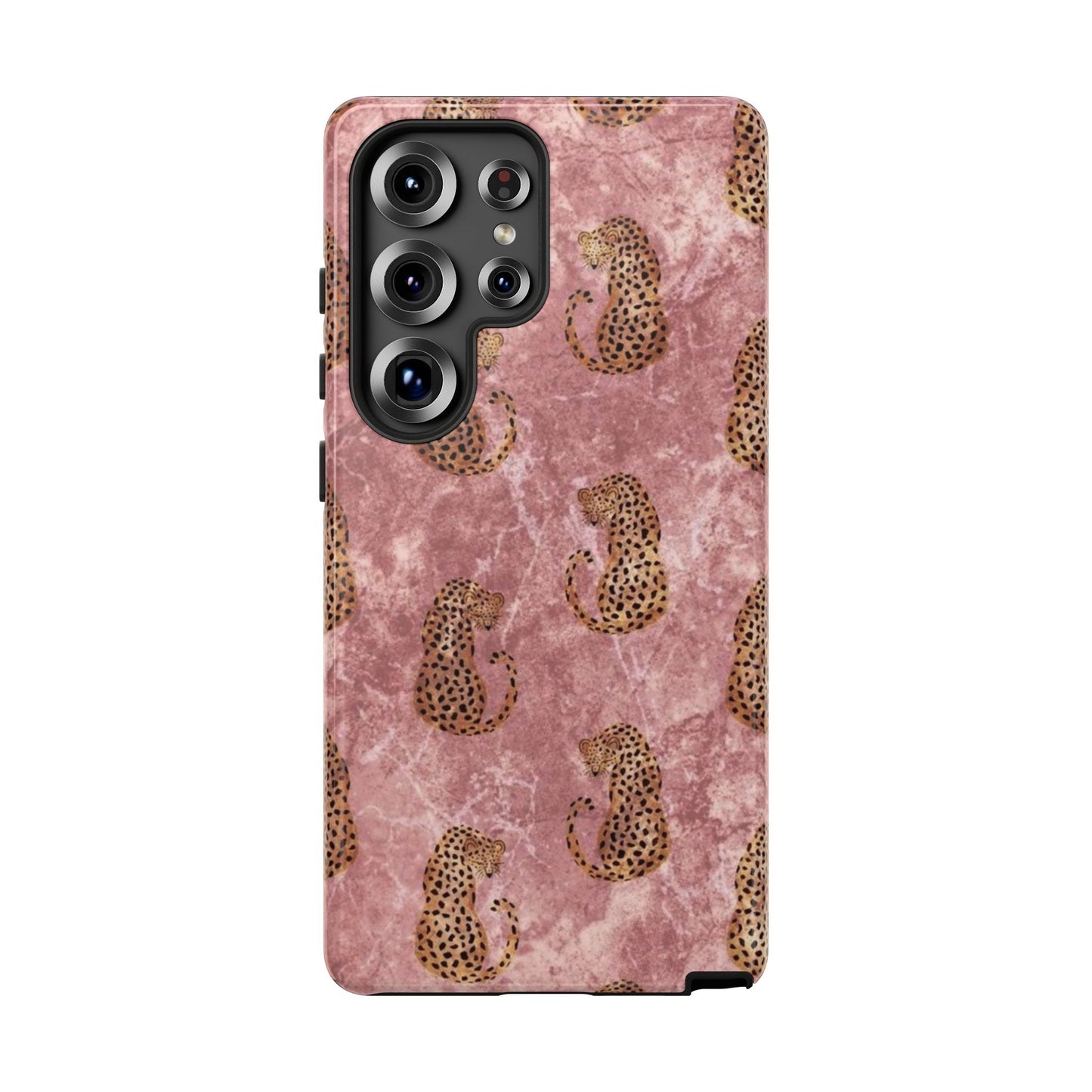 Pink Leopard Print Marble Phone Case – Cute Animal Design for iPhone & Samsung