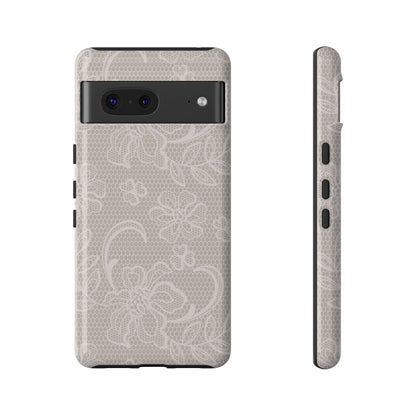 Lace Phone Case for iPhone Samsung Pixel – Cream Floral Elegant Aesthetic - JGUS