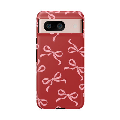 Pink Bows on Red Phone Case - JGUS