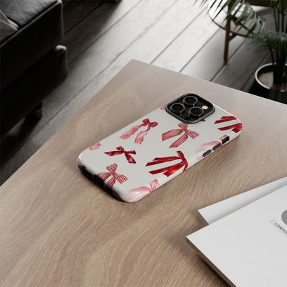 Burgundy Chic Bow Design Phone Case - JGUS