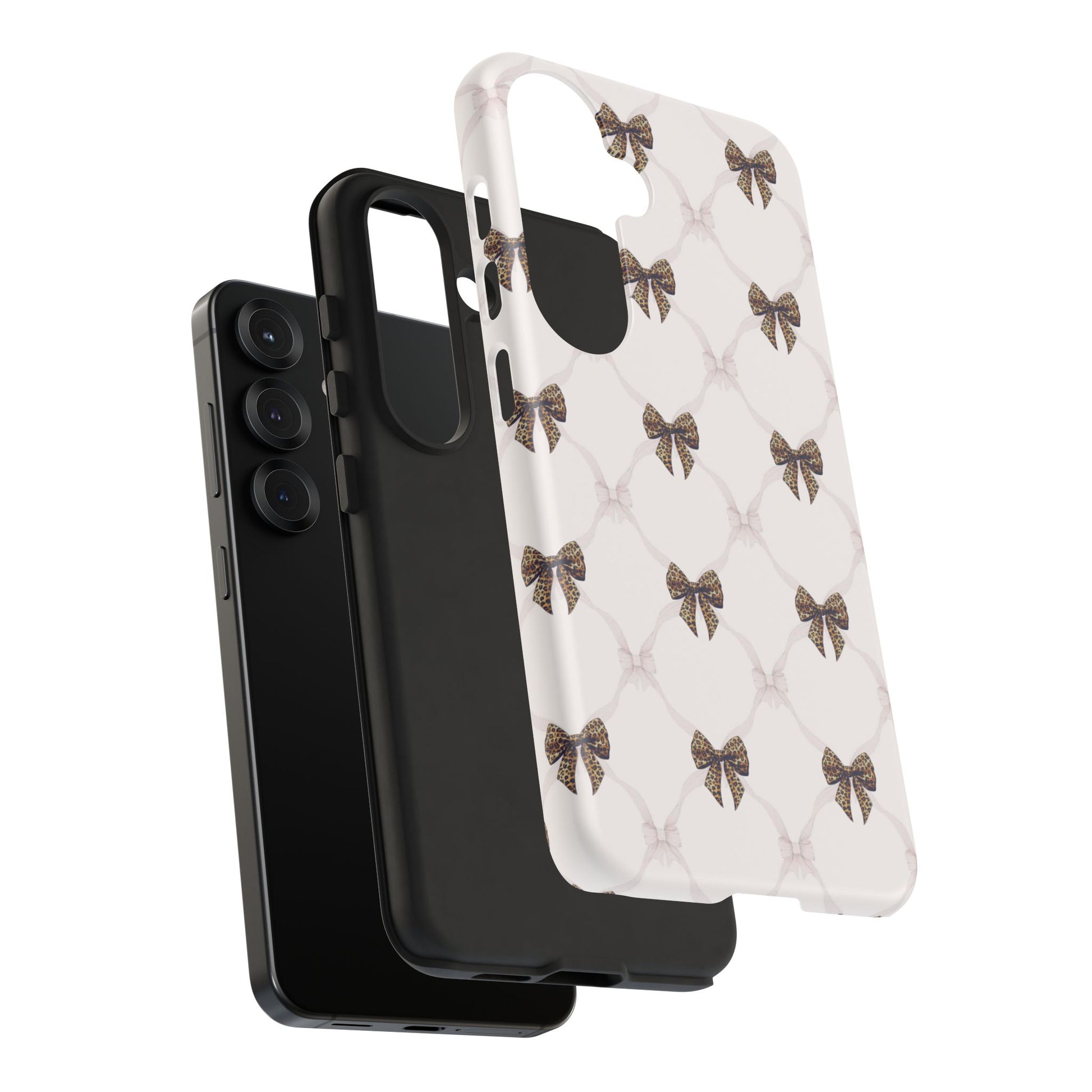 Chic Bow Pattern Phone Case | Elegant Clear Protective Case | Stylish iPhone & Samsung Cover - JGUS