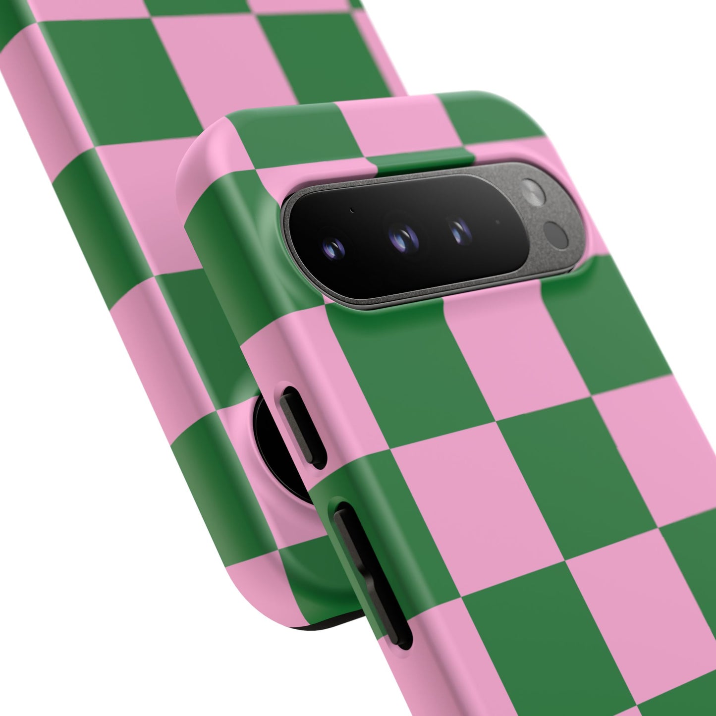 Pink Retro Checkered Phone Case – 90s Aesthetic, Vintage Grid Pattern for iPhone & Samsung - JGUS