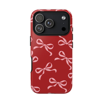 Pink Bows on Red Phone Case - JGUS