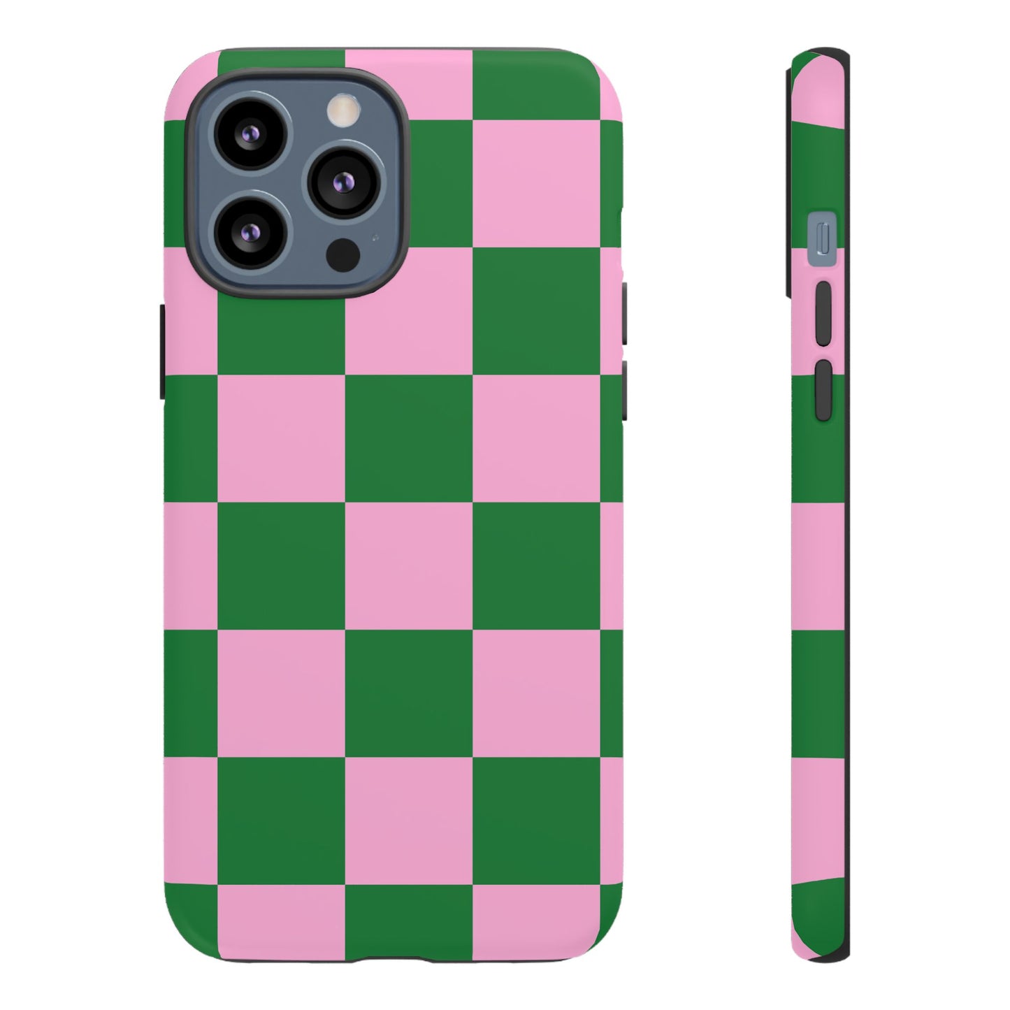 Pink Retro Checkered Phone Case – 90s Aesthetic, Vintage Grid Pattern for iPhone & Samsung - JGUS