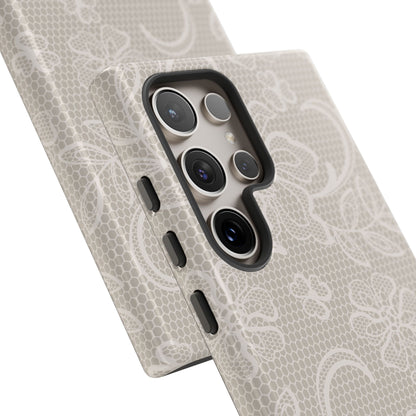 Lace Phone Case for iPhone Samsung Pixel – Cream Floral Elegant Aesthetic - JGUS
