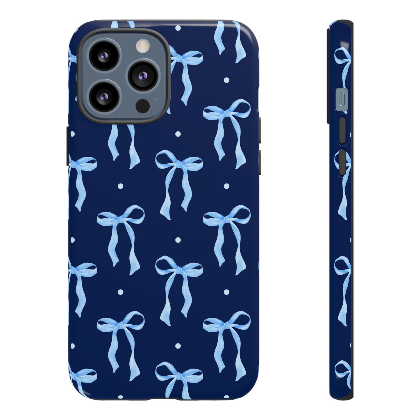 Bows & Blues Phone Case – Aesthetic Ribbon Print | Fits iPhone & Samsung - JGUS