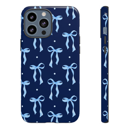 Bows & Blues Phone Case – Aesthetic Ribbon Print | Fits iPhone & Samsung - JGUS