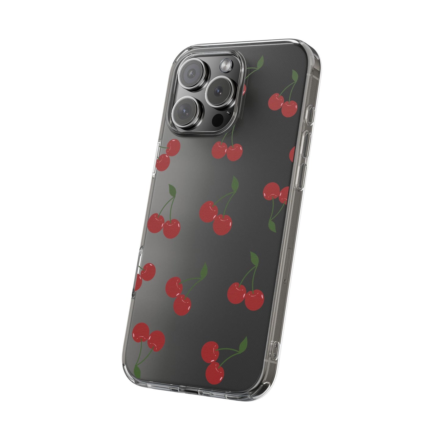 Random Cherry Pattern Clear Phone Case – Playful and Protective