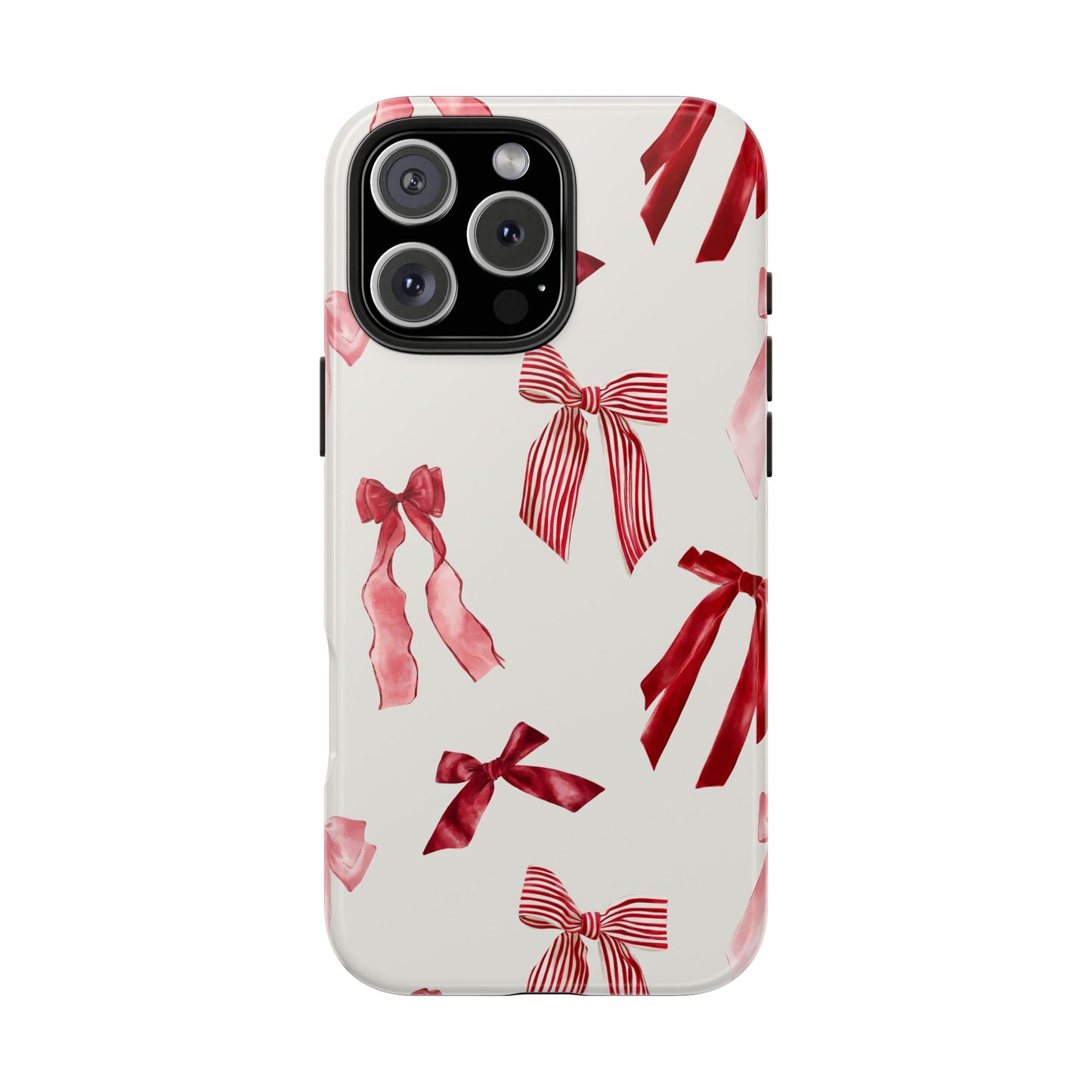 Burgundy Chic Bow Design Phone Case – Customizable, Dual-Layer Protection for iPhone & Samsung