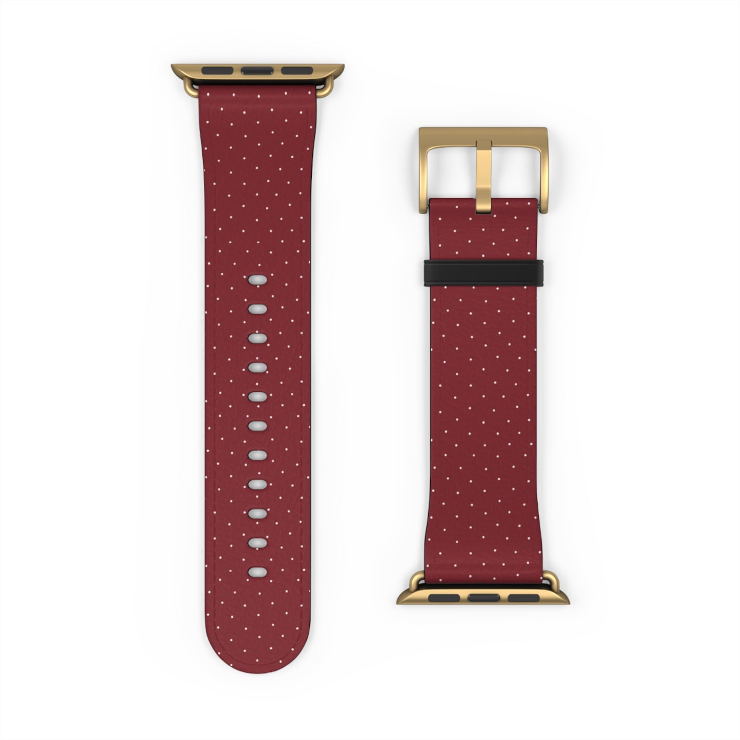 Burgundy & White Vegan Leather Apple Watch Band - Eco-Friendly & Festive Design