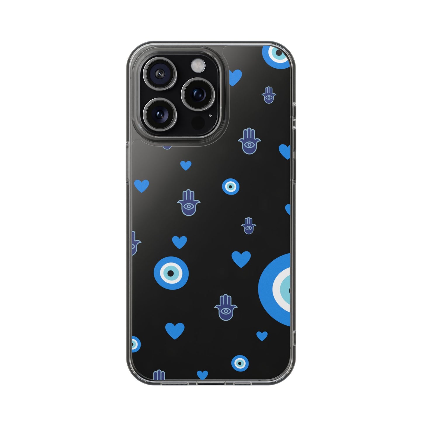 Blue Evil Eye Pattern Clear Phone Case