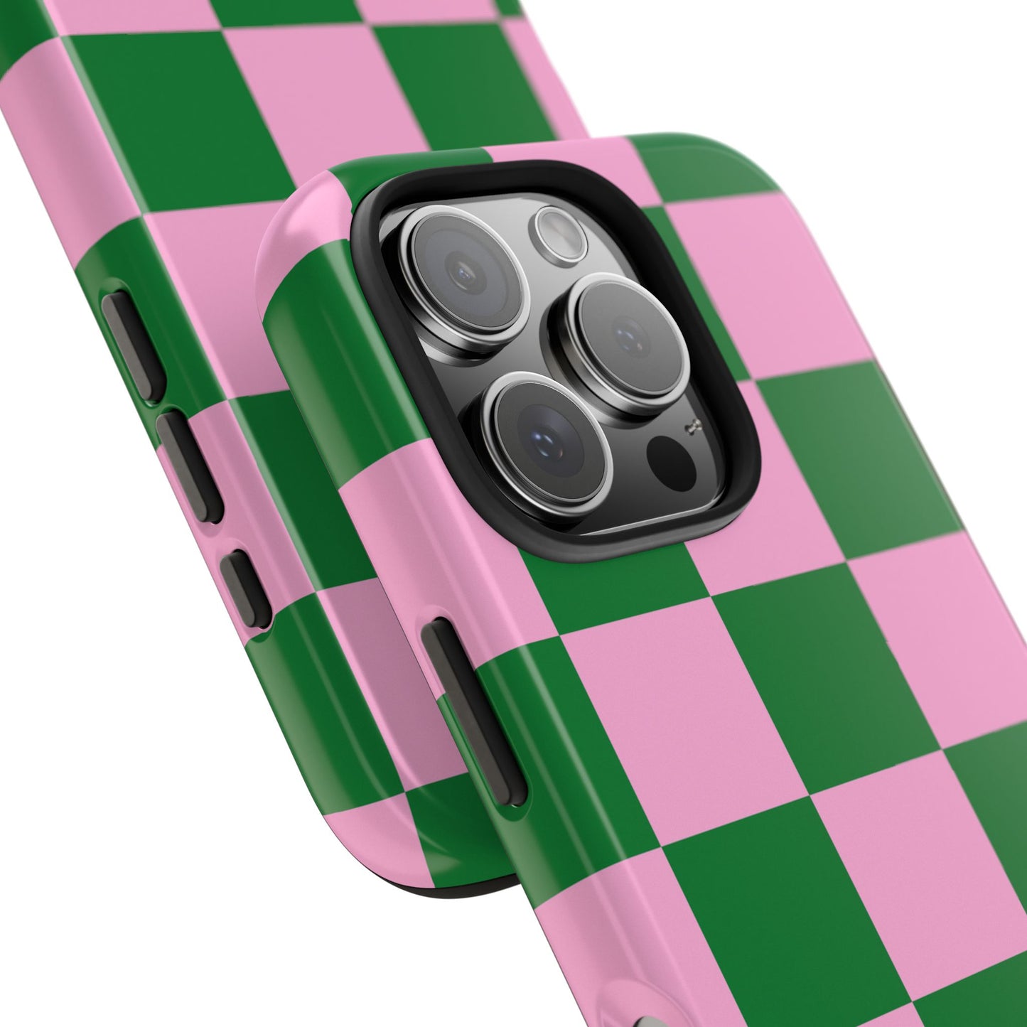 Pink Retro Checkered Phone Case – 90s Aesthetic, Vintage Grid Pattern for iPhone & Samsung