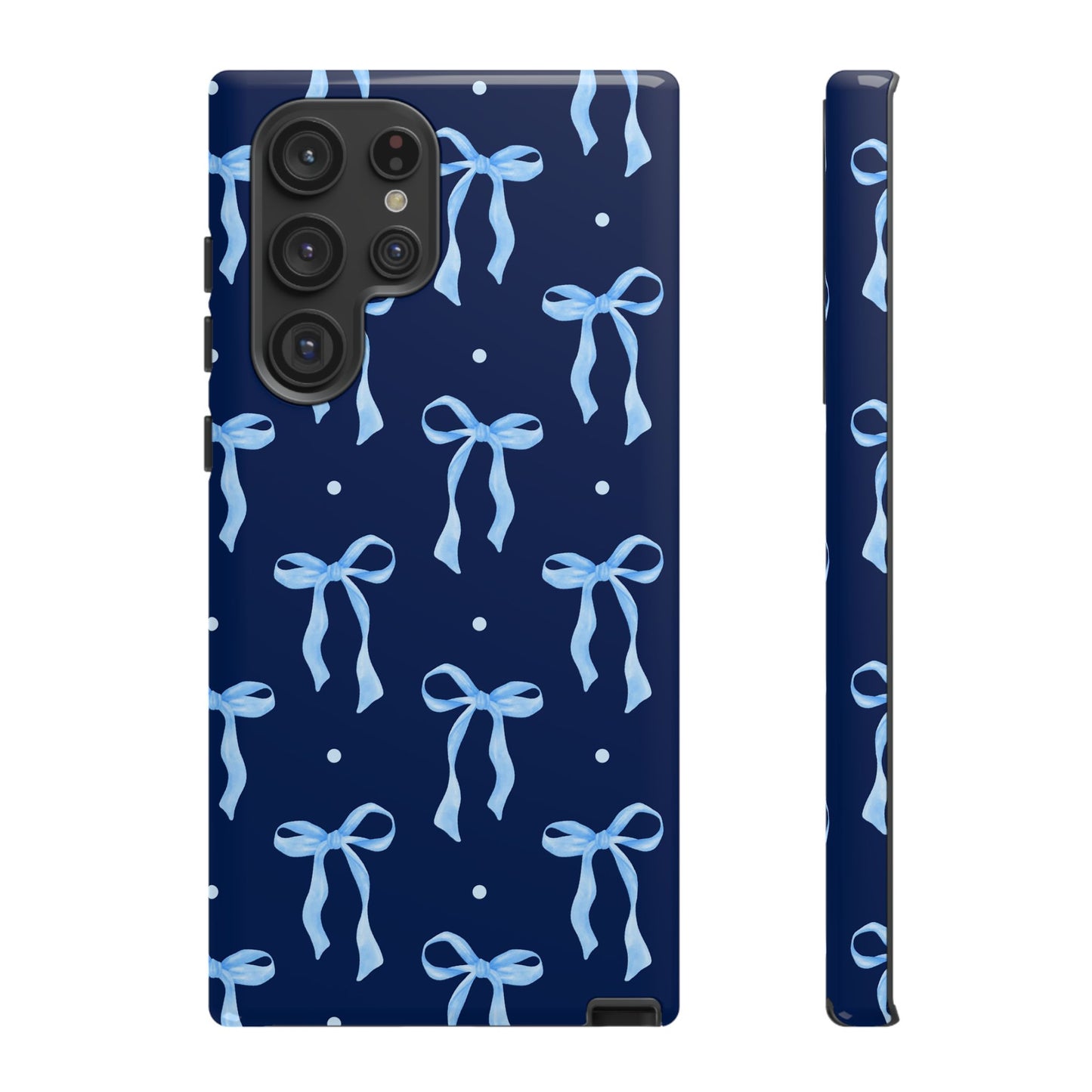 Bows & Blues Phone Case – Aesthetic Ribbon Print | Fits iPhone & Samsung - JGUS