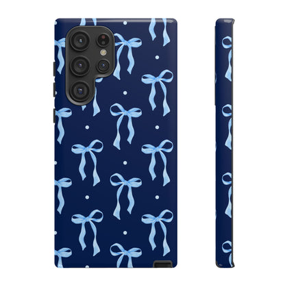 Bows & Blues Phone Case – Aesthetic Ribbon Print | Fits iPhone & Samsung - JGUS