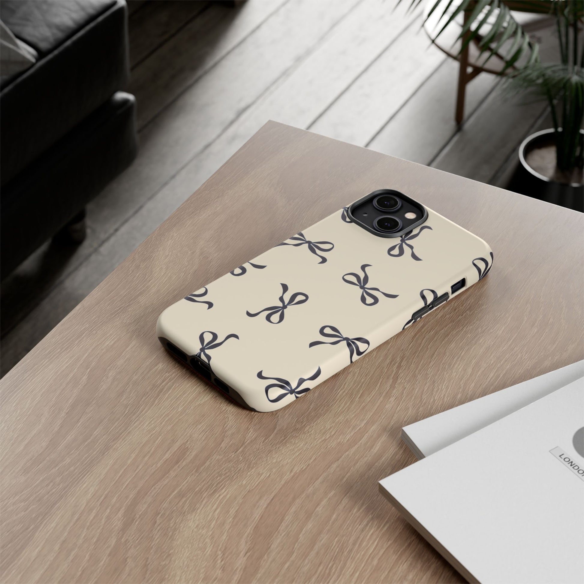 Beige and Black Bow Phone Case - JGUS