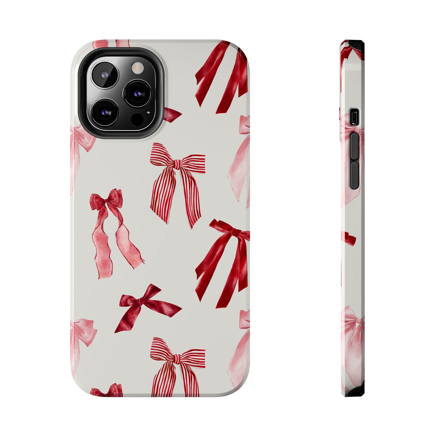 Burgundy Chic Bow Design Phone Case – Customizable, Dual-Layer Protection for iPhone & Samsung