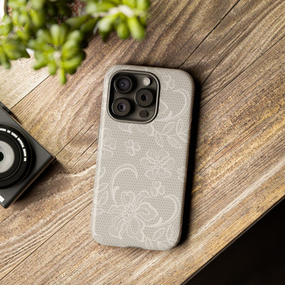 Lace Phone Case for iPhone Samsung Pixel – Cream Floral Elegant Aesthetic - JGUS
