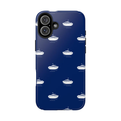 Blue Boat Phone Case – Calm Ocean Pattern for iPhone & Samsung, Durable & Stylish Protection