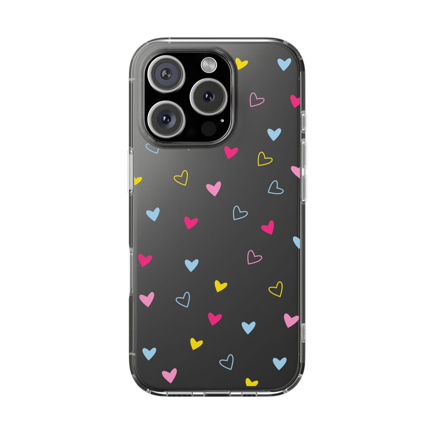 Transparent Heart Design Pattern Clear Phone Case