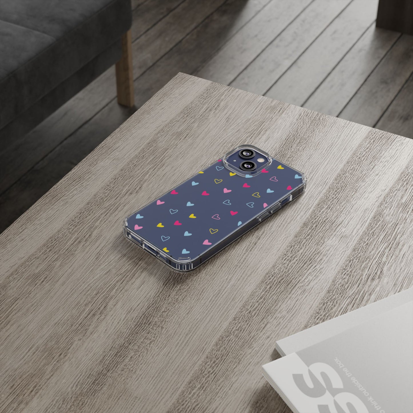 Transparent Heart Design Pattern Clear Phone Case