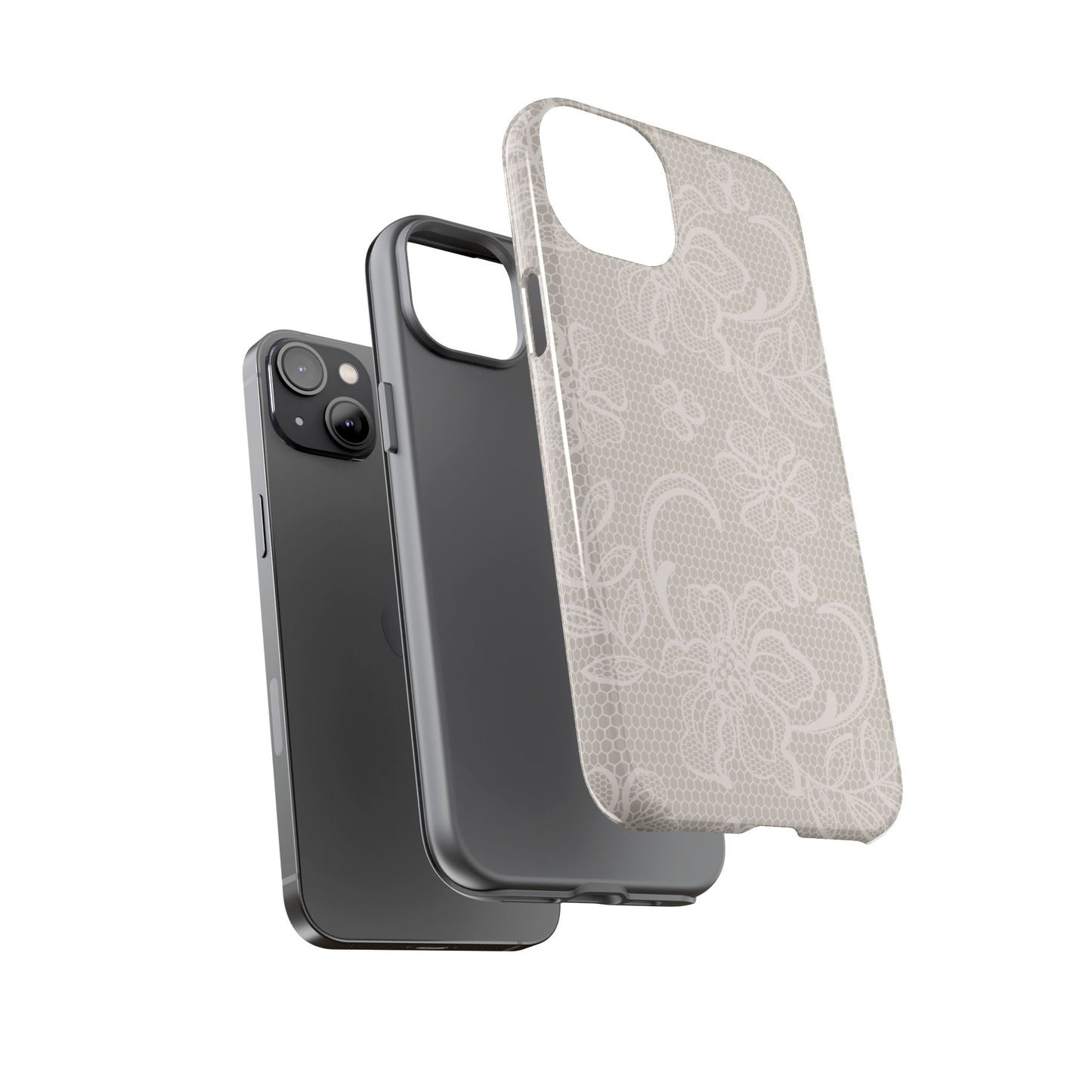 Lace Phone Case for iPhone Samsung Pixel – Cream Floral Elegant Aesthetic - JGUS