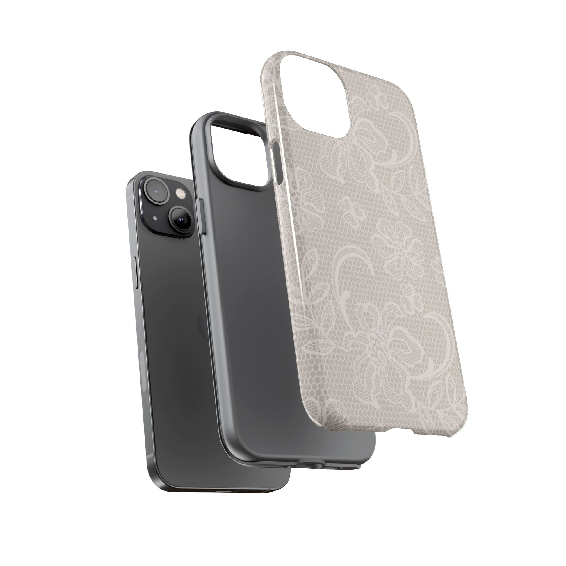 Lace Phone Case for iPhone Samsung Pixel – Cream Floral Elegant Aesthetic - JGUS