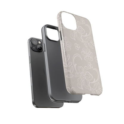 Lace Phone Case for iPhone Samsung Pixel – Cream Floral Elegant Aesthetic - JGUS