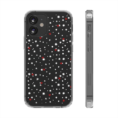 Snowy Hearts Clear Phone Case