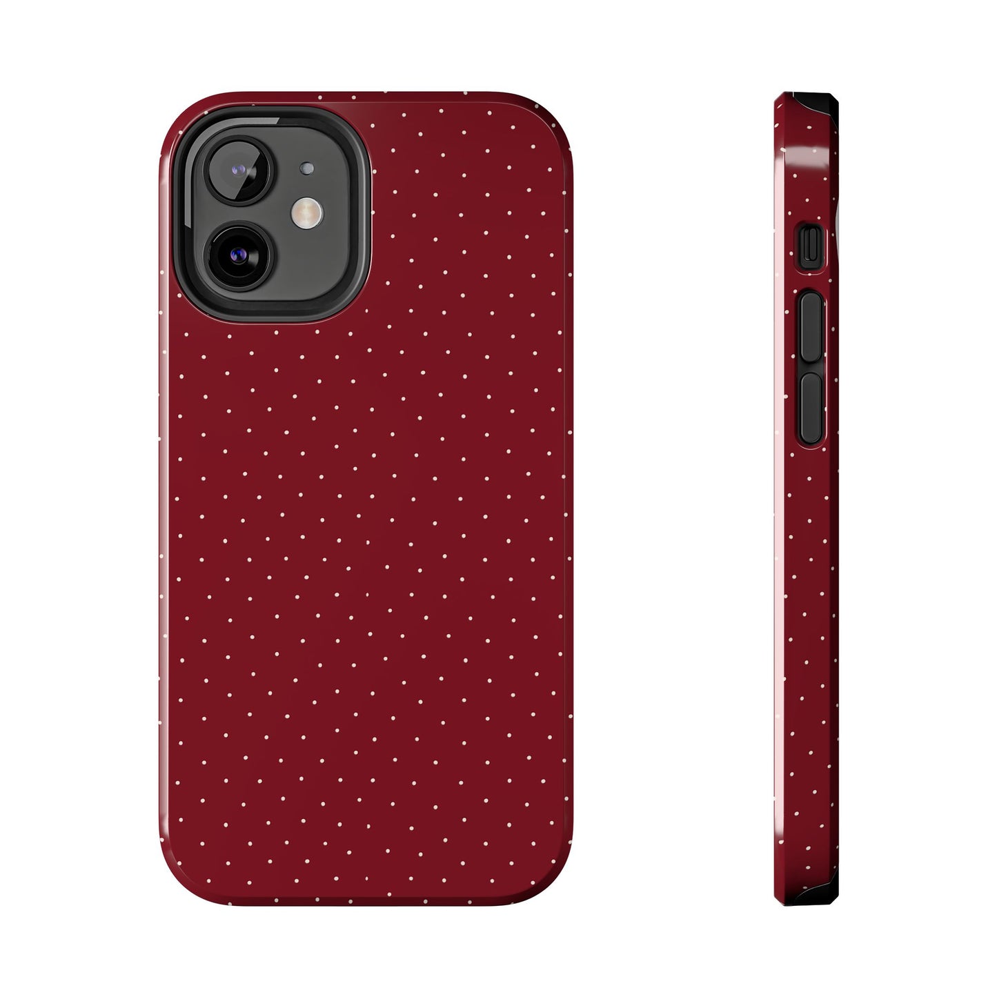 Burgundy  & White Dots Case