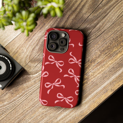 Pink Bows on Red Phone Case - JGUS