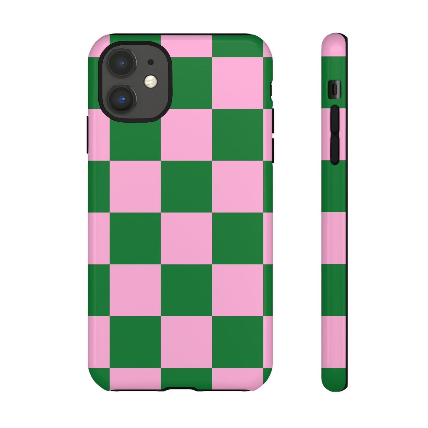 Pink Retro Checkered Phone Case – 90s Aesthetic, Vintage Grid Pattern for iPhone & Samsung - JGUS