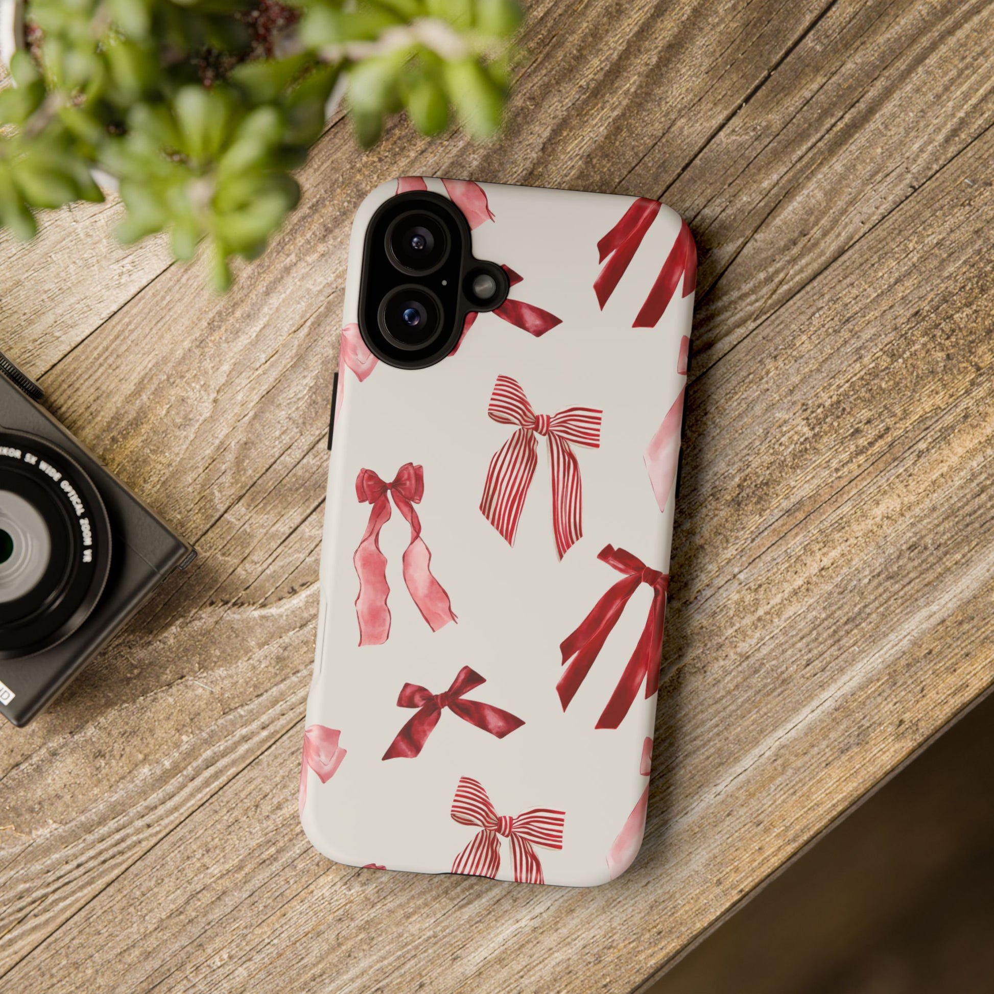 Burgundy Chic Bow Design Phone Case - JGUS