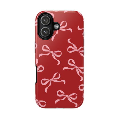 Pink Bows on Red Phone Case - JGUS