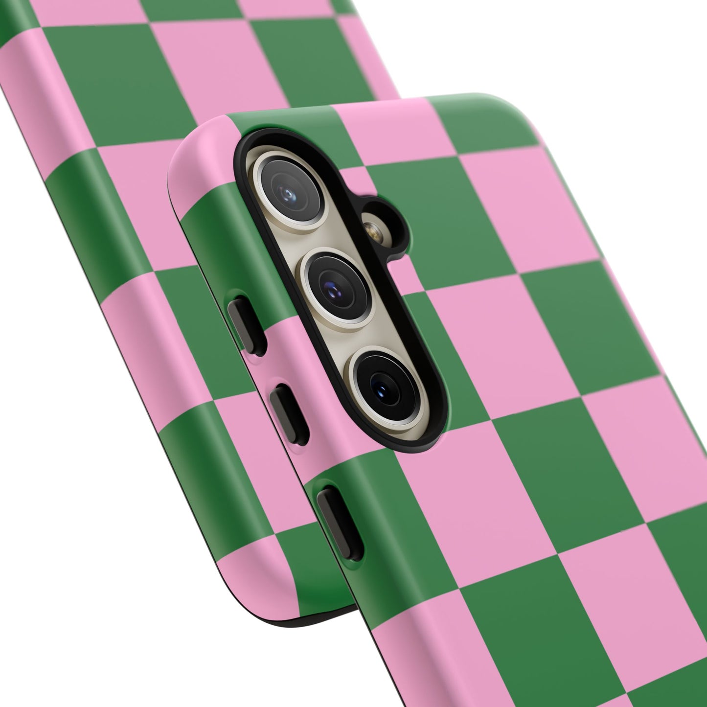 Pink Retro Checkered Phone Case – 90s Aesthetic, Vintage Grid Pattern for iPhone & Samsung - JGUS
