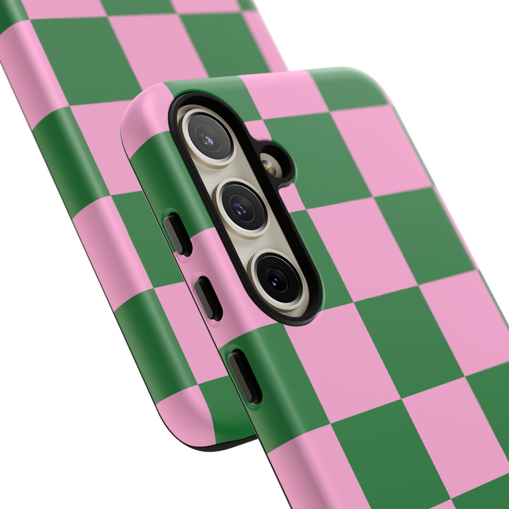 Pink Retro Checkered Phone Case – 90s Aesthetic, Vintage Grid Pattern for iPhone & Samsung - JGUS