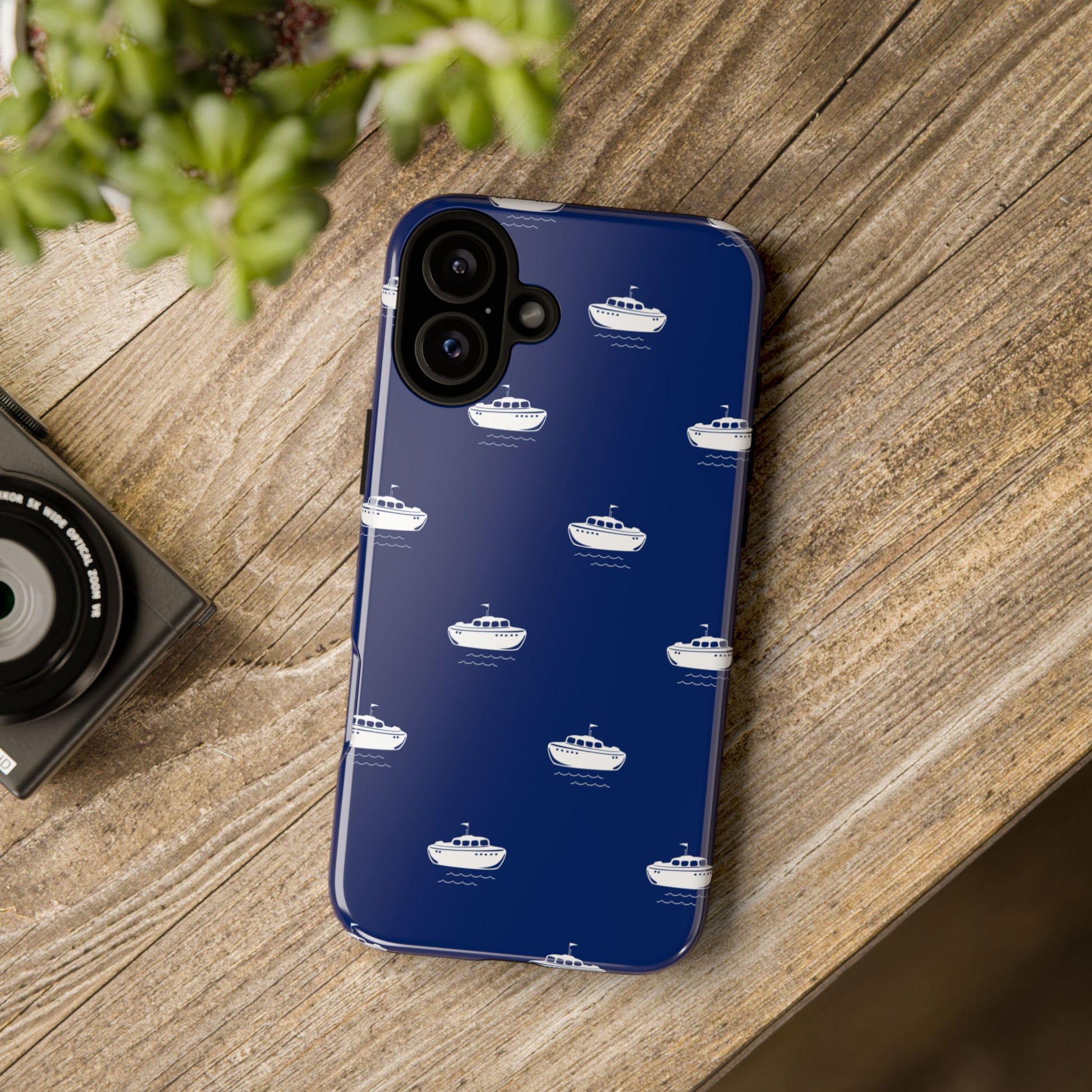 Blue Boat Phone Case – Calm Ocean Pattern for iPhone & Samsung, Durable & Stylish Protection - JGUS