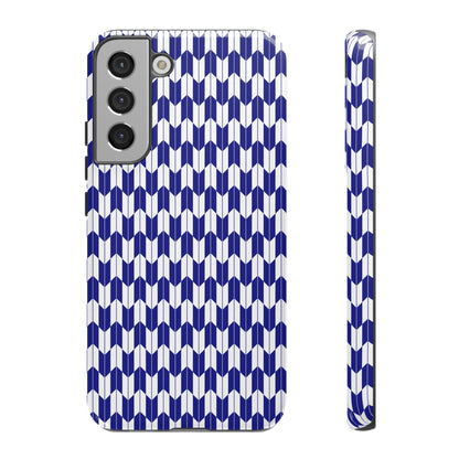 Navy Blue Geometric Phone Case for iPhone Samsung Pixel – Minimal Pattern Modern Aesthetic - JGUS