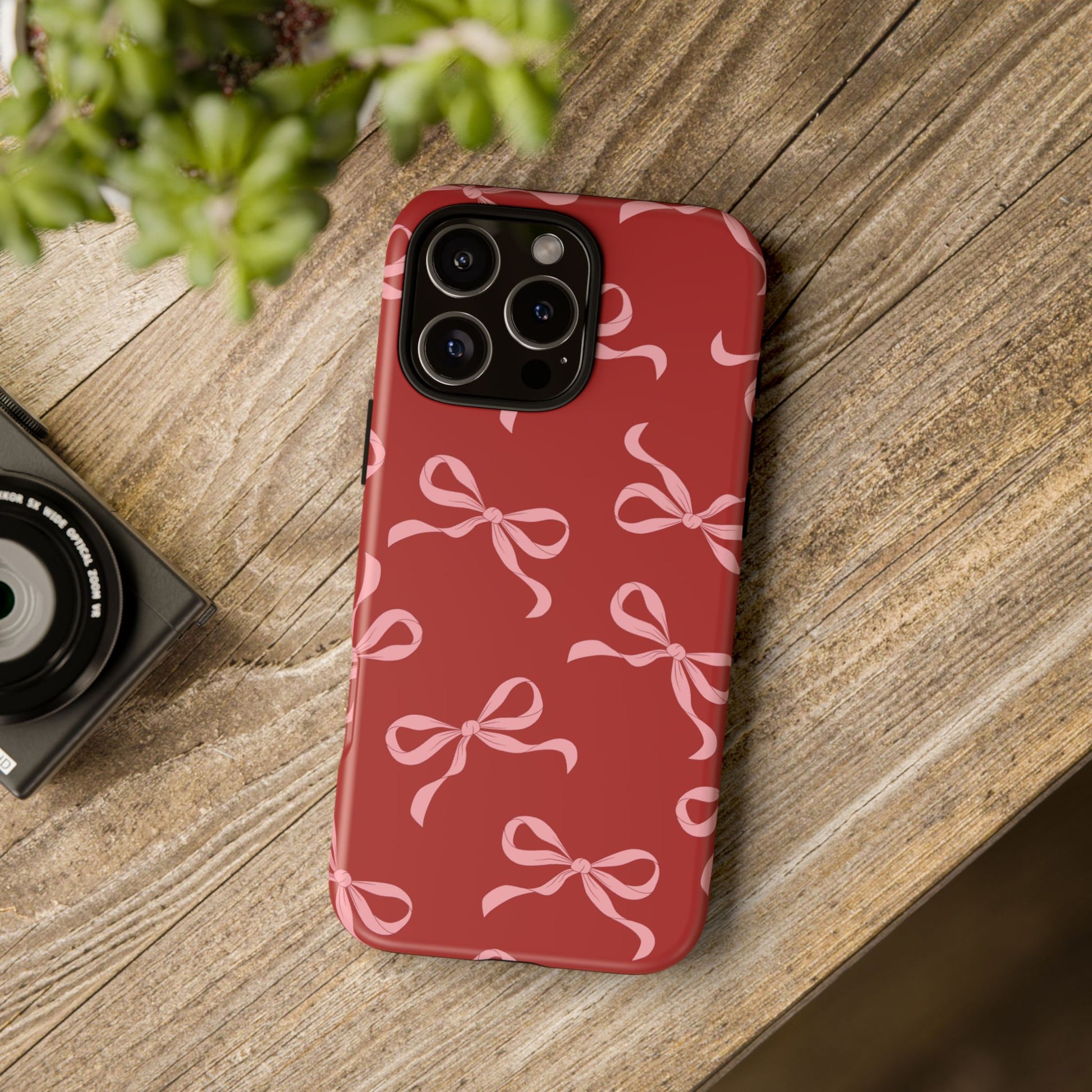 Pink Bows on Red Phone Case - JGUS