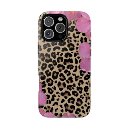Leopard Bloom Pink Floral Phone Case – Trendy Animal Print Case for iPhone & Samsung