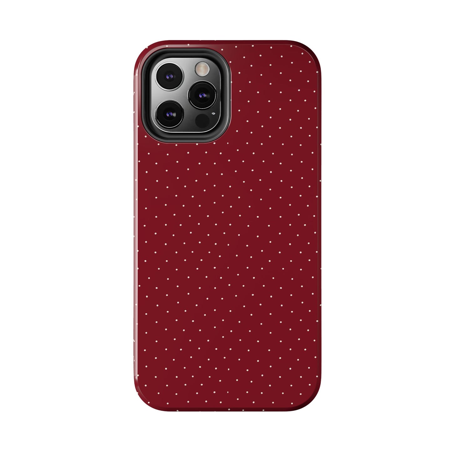 Burgundy  & White Dots Case