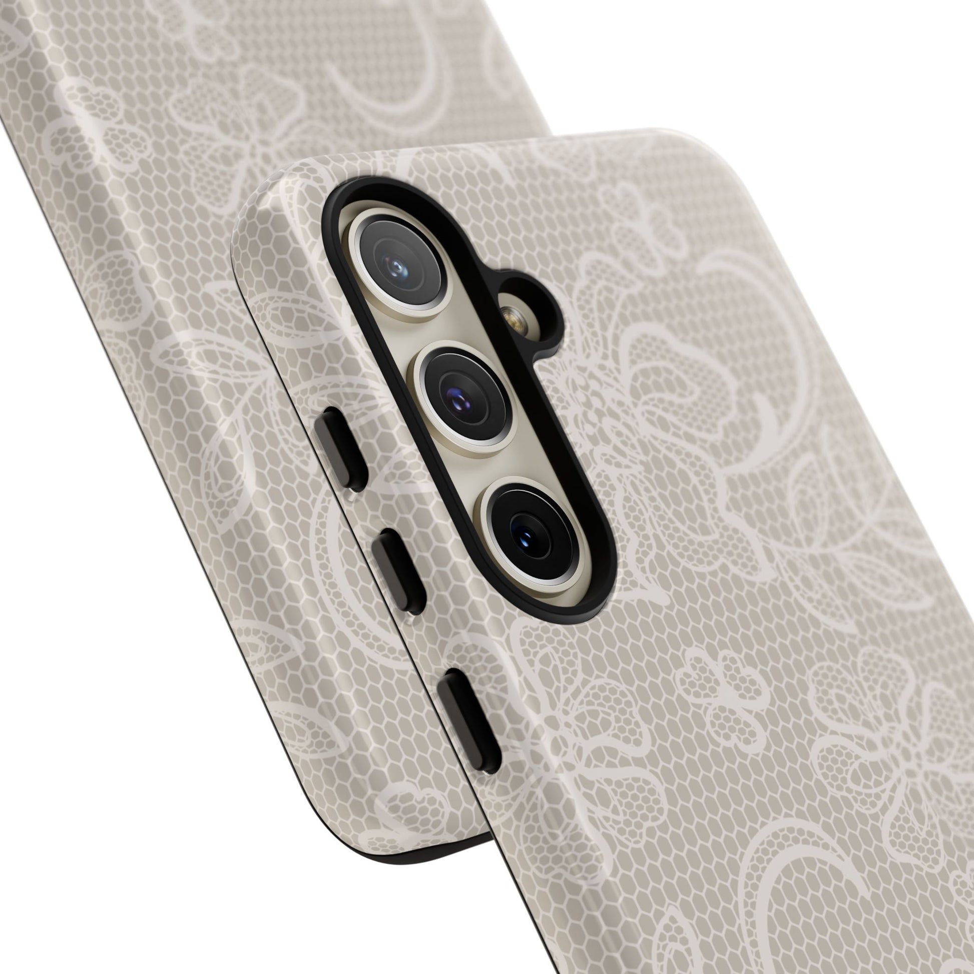 Lace Phone Case for iPhone Samsung Pixel – Cream Floral Elegant Aesthetic - JGUS