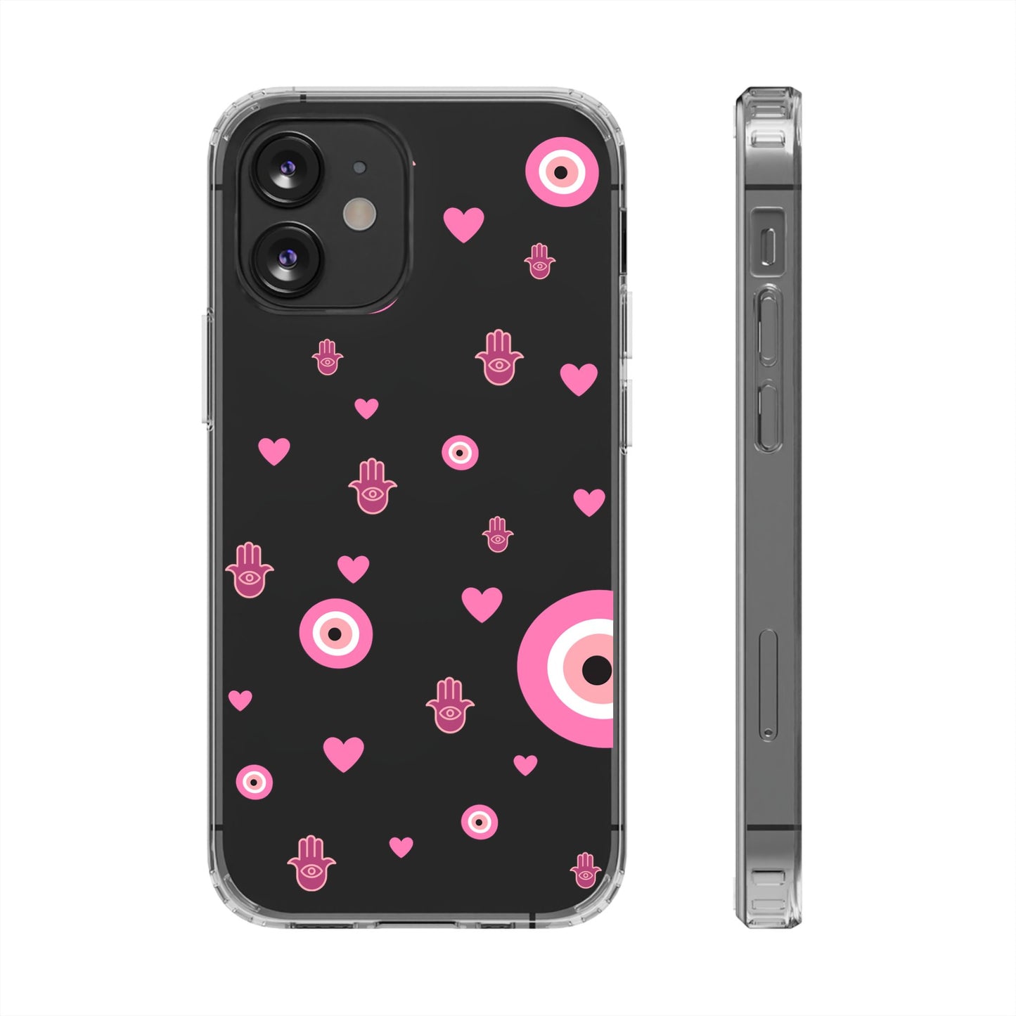 Devil's eye & Pink Hamsa Hand Clear Phone Case