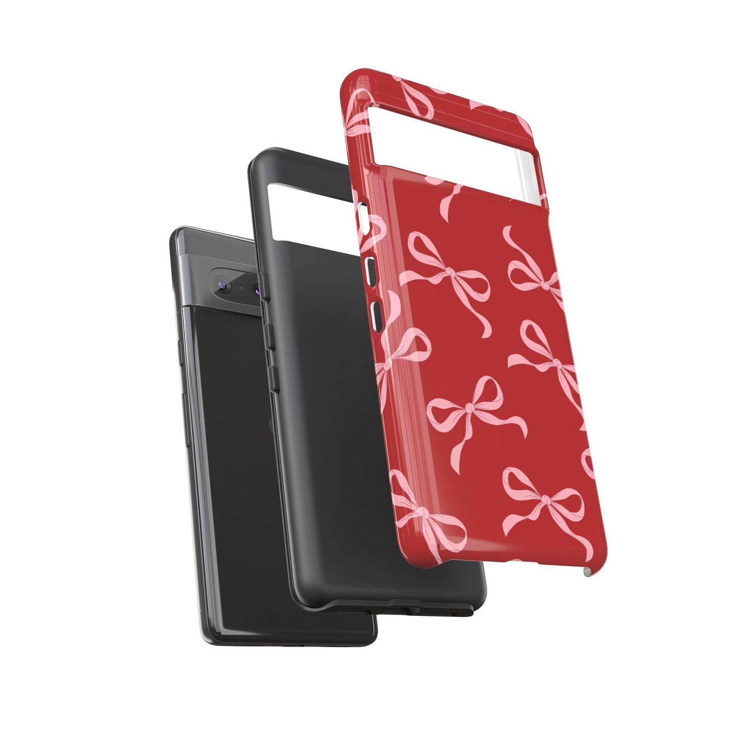 Pink Bows on Red Phone Case - JGUS