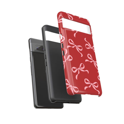 Pink Bows on Red Phone Case - JGUS