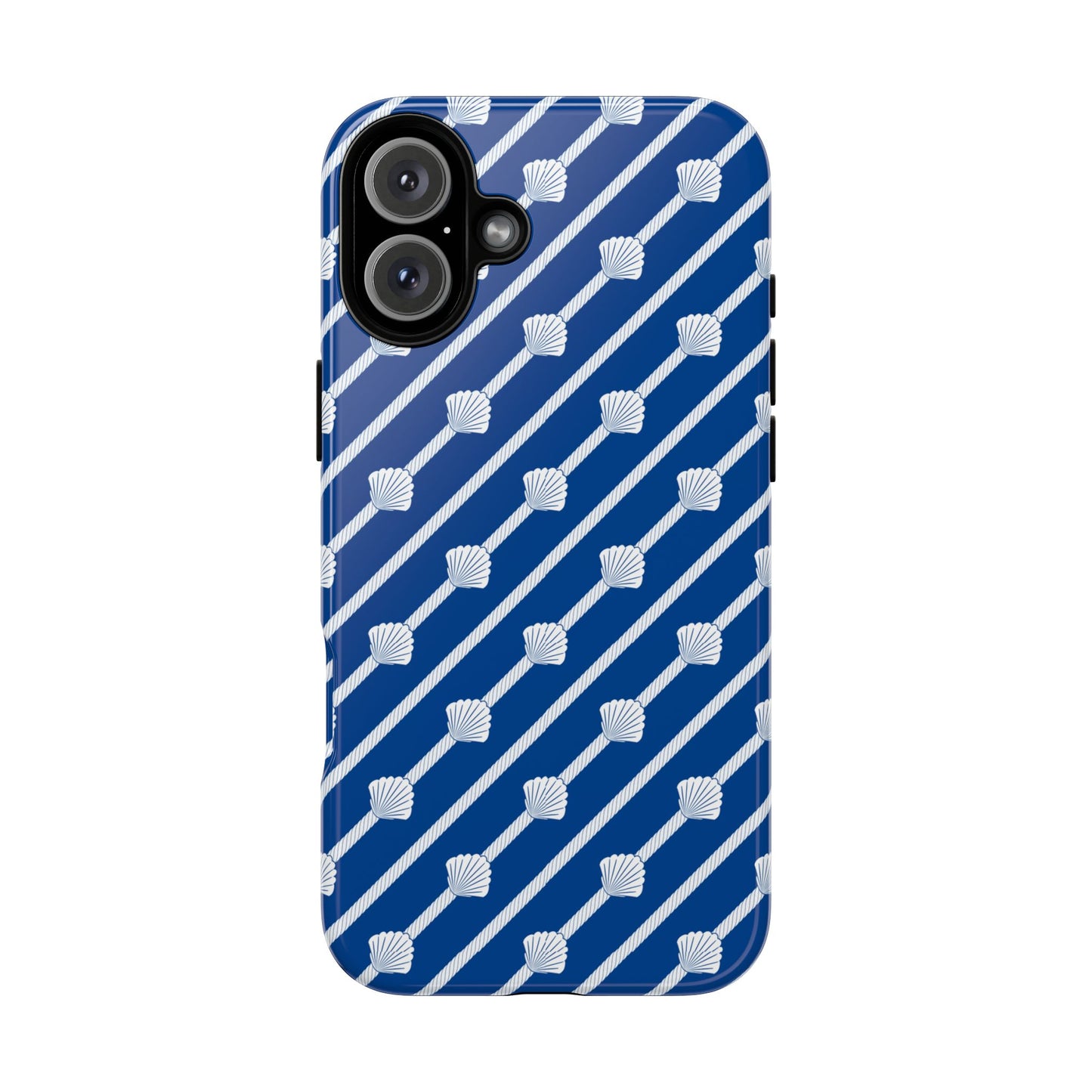 Navy Blue Seashell Phone Case for iPhone Samsung Pixel – Nautical Coastal Stripe Aesthetic - JGUS
