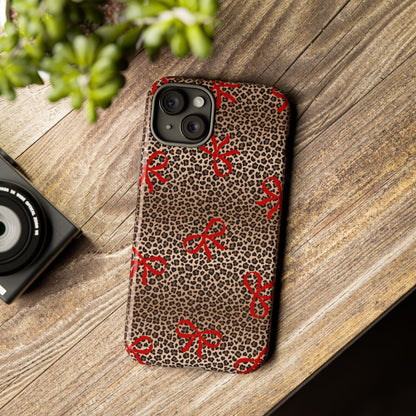 Leopard Bow Phone Case for iPhone Samsung Pixel – Coquette Red Ribbon Aesthetic