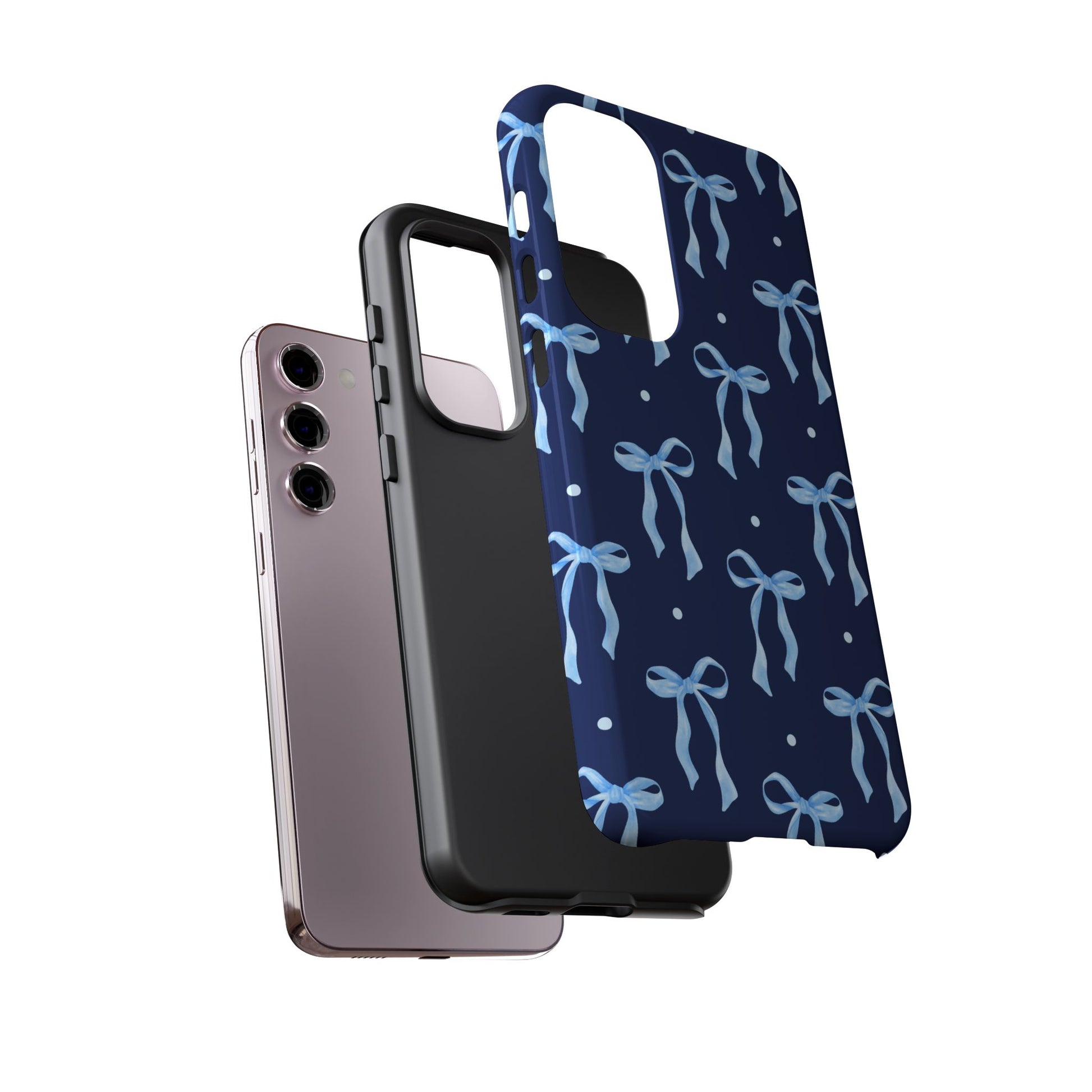 Bows & Blues Phone Case – Aesthetic Ribbon Print | Fits iPhone & Samsung - JGUS