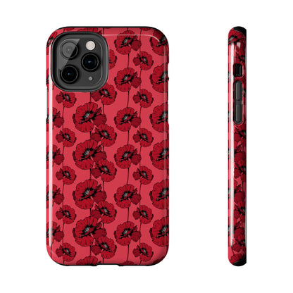 Scarlet Sketch | Red Poppy Floral Phone Case – Aesthetic Protective Cover for iPhone & Samsung