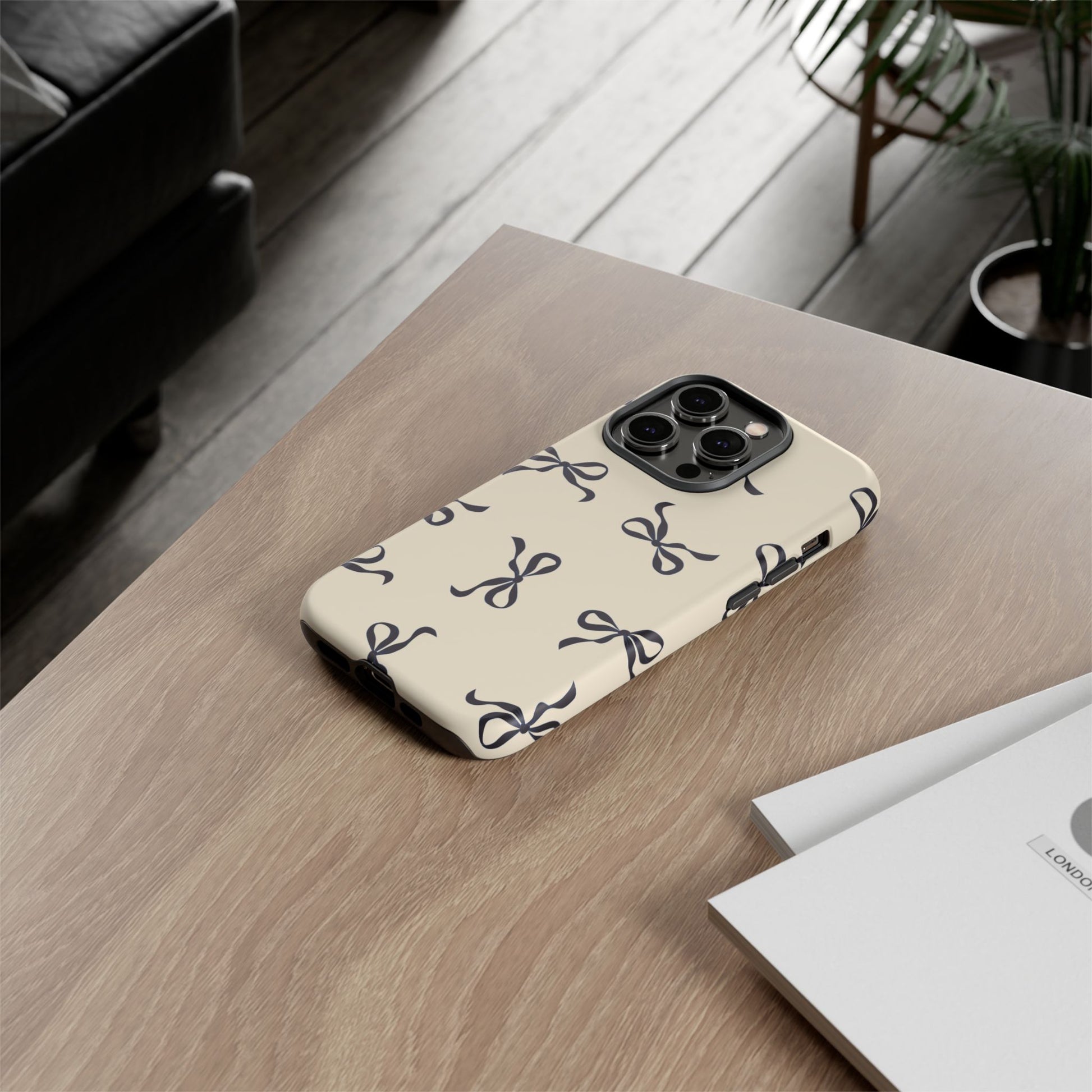 Beige and Black Bow Phone Case - JGUS