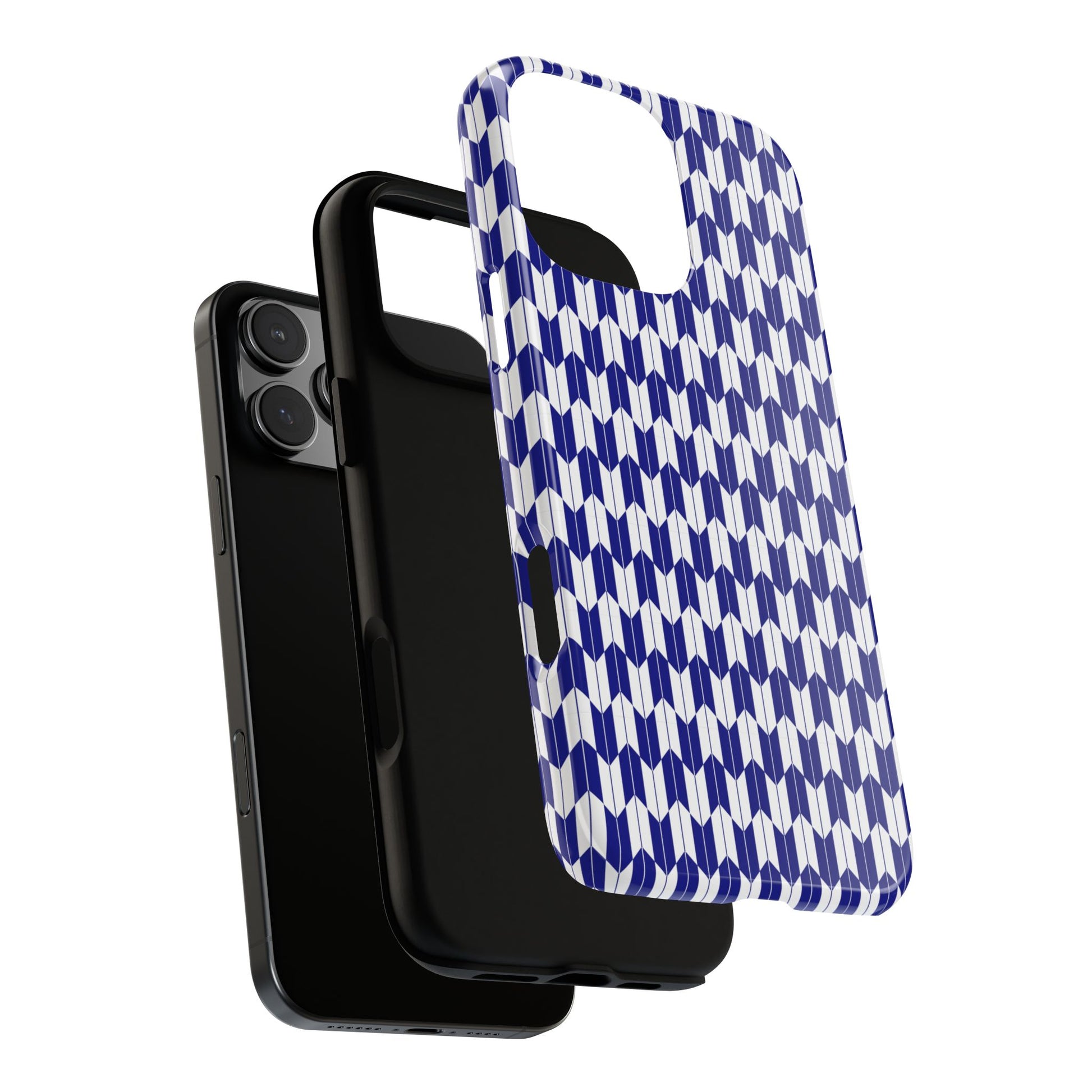 Navy Blue Geometric Phone Case for iPhone Samsung Pixel – Minimal Pattern Modern Aesthetic - JGUS